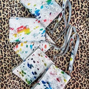 Woman’s Wristlet cowgirl real cow skin Pouch